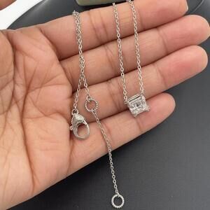 Judith Ripka CZ Solitaire Necklace Sterling Silver 925 Adjustable 18–20”